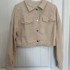 Women's Tan Cropped Corduroy Jacket